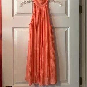 Pleated coral dress